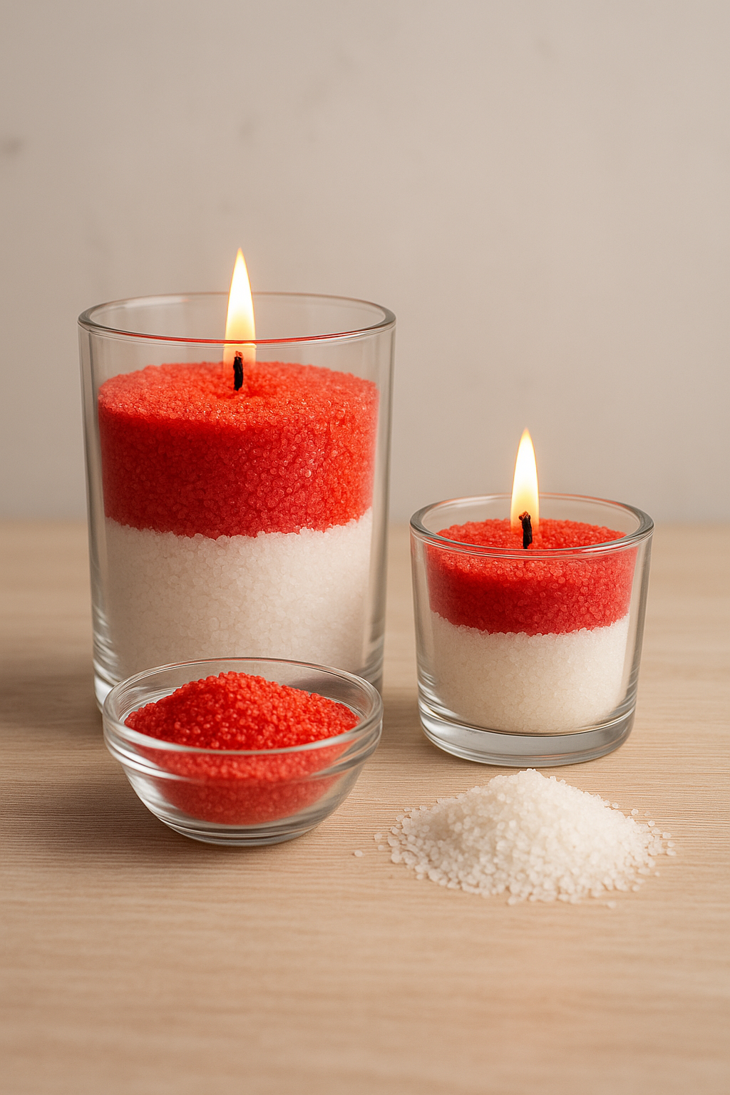 White & Red Combo – Pure Glow + Velvet Ember Candle Sand (300g + 300g)